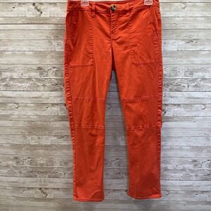 Cabi‎ Womens 4 Pants Utility #6046 Orange Cotton Stretch Back Pockets Beach